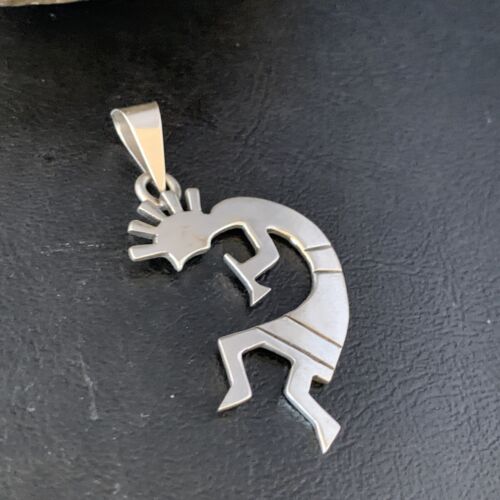 Navajo Kokopelli Pendant | Stamped Sterling Silver | 2.25" | Authentic Native American Handmade | 13682 - Masha USA