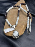 Navajo Purple Sugilite & Howlite Bead Necklace | Sterling Silver | 22" | Authentic Native American Handmade | 3121