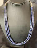 Navajo Blue Lapis 3-Strand Necklace | Sterling Silver Tube Beads | 23" | Authentic Native American Handmade | 12690