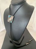 Navajo Blue Kingman Turquoise Bolo Tie | Sterling Silver | Authentic Native American Handmade | 2004