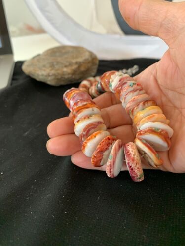 Authentic Native American Red Spiny Oyster & Navajo Pearls Necklace | Sterling Silver | 20" | 3243