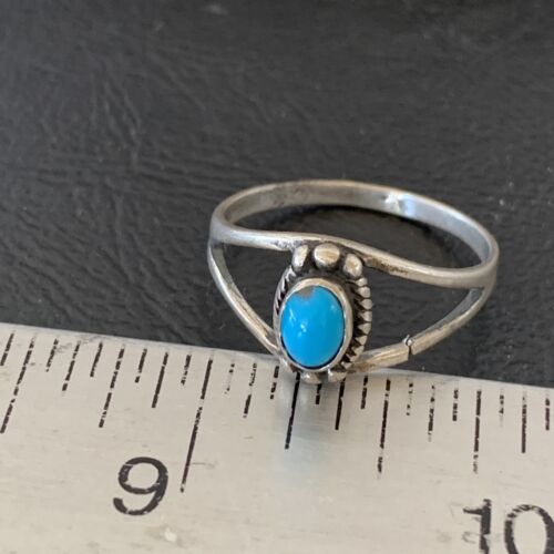 Southwestern Old Pawn Navajo Blue Turquoise Ring | Sterling Silver | Sz 9.5 | 10772