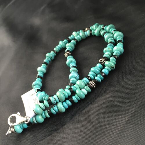 Navajo Blue Turquoise Spiny Oyster Necklace | Sterling Silver | 19" | Authentic Native American Handmade | 10129 - Masha USA