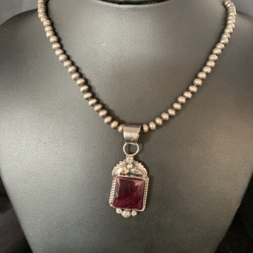 Navajo Purple Spiny Necklace Pendant | Sterling Silver | Authentic Native American Handmade | 13628