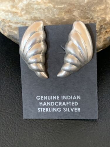 Old Pawn Women's Southwestern Sterling Silver Oval Stud Earrings | 1" | 13002
