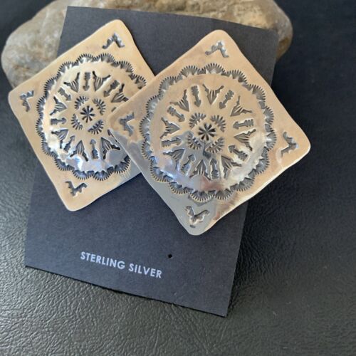 Navajo Sterling Silver Stamped Earrings | Authentic Native American Handmade | 1667