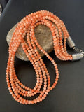Southwestern Navajo Pink Coral Bead Necklace | 5 Strand | Sterling Silver | 22" | 12509