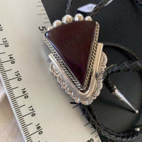 Southwestern Men's Bolo Tie | Purple Spiny Oyster | Sterling Silver | Navajo | 12936