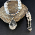 Men's Navajo White Buffalo Turquoise Pendant Necklace | Sterling Silver | Authentic Native American Handmade | 13833