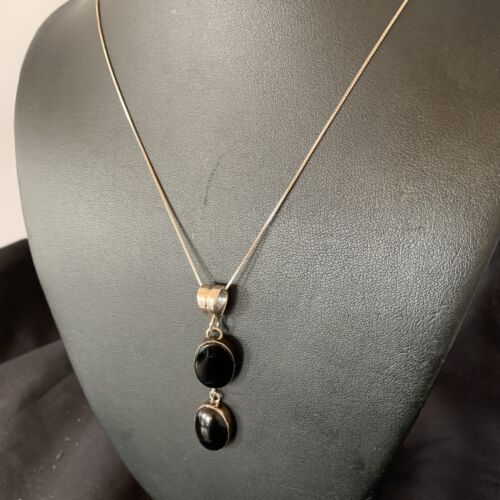 Navajo Black Onyx Inlay Pendant | Sterling Silver | Authentic Native American Handmade | 12933