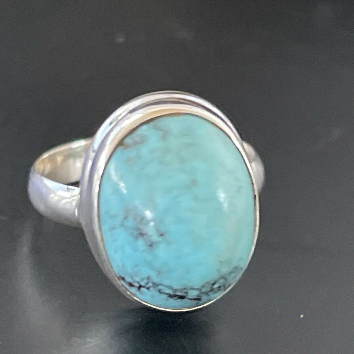 Navajo Spiderweb Blue Turquoise Ring | Sterling Silver | Sz 6.5 | Authentic Native American Handmade | 11445