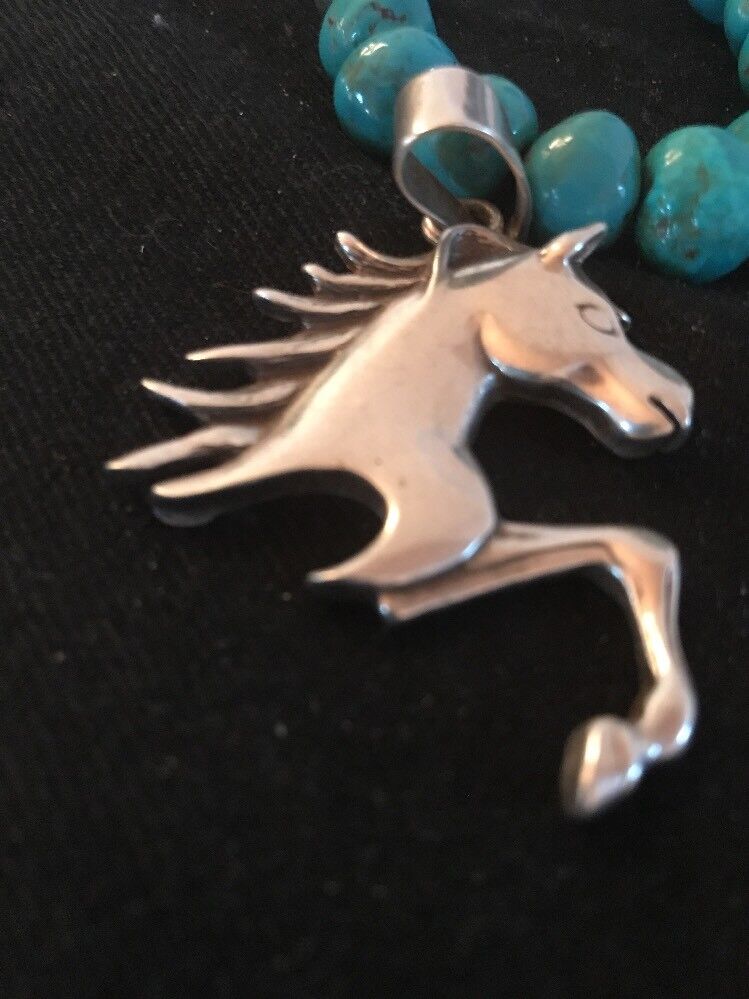 Native American Navajo Horse Head Pendant | Sterling Silver | 2" | 3610
