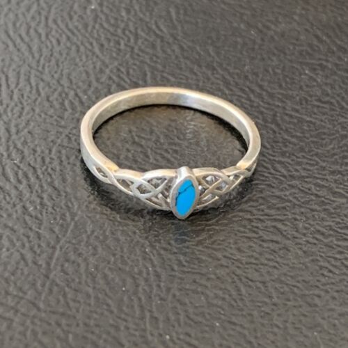 Southwestern Old Pawn Navajo Blue Turquoise Ring | Sterling Silver | Sz 7 | 10876