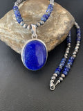 Native American Navajo Blue Lapis Pendant Necklace | Sterling Silver | Authentic Handmade | 11913