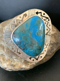 Native American XL Women's Sterling Silver Blue Kingman Turquoise Ring | Sz 8 | 12188