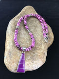 Navajo Purple Sugilite Inlay Pendant Necklace | Sterling Silver | 17" | Authentic Native American Handmade | 10008