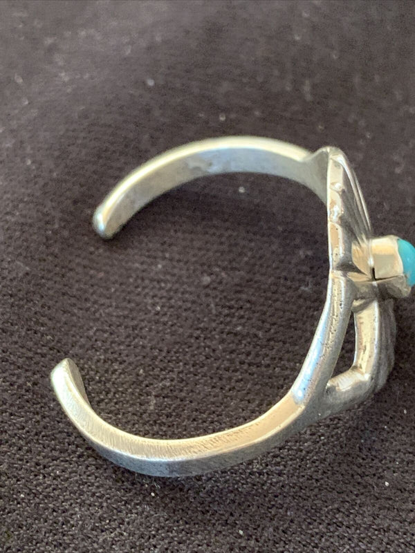 Native American Kids Navajo Blue Turquoise Bracelet | Sterling Silver | 01158