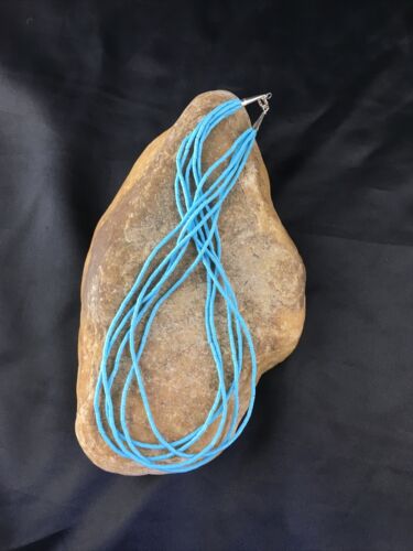 Southwestern Blue Turquoise Heishi 5-Strand Necklace | Sterling Silver | 17" | 10264