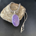 Navajo Pearls Necklace with Purple Charoite Pendant | Sterling Silver | Authentic Native American Handmade | 14464