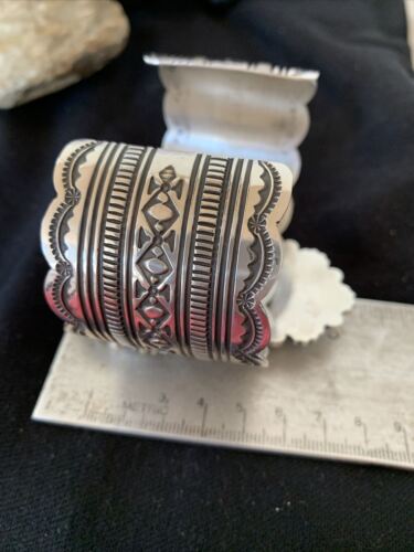 Native American Men's Navajo Spiderweb Turquoise Cuff Bracelet | Sterling Silver | 1272