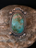 Native American Green Turquoise Ring | Navajo Sterling Silver | Sz 8 | 4139