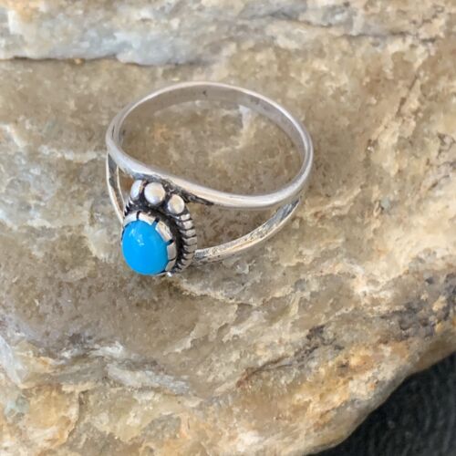 Southwestern Old Pawn Navajo Blue Turquoise Ring | Sterling Silver | Sz 5.5 | 10773