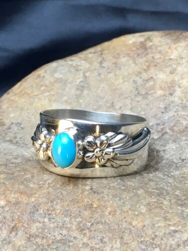 Native American Blue Turquoise Ring | Navajo Sterling Silver | Sz 11.75 | 8921