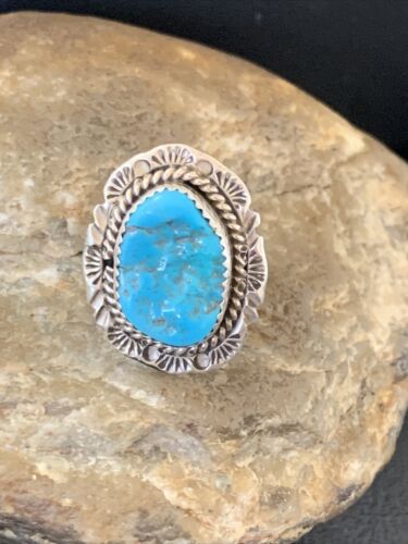 Southwestern Navajo Blue Kingman Turquoise Ring | Sterling Silver | Sz 7 | 12209