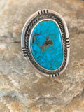 Navajo Kingman Turquoise Old Pawn Ring | Sterling Silver | Sz 4.5 | Authentic Native American Handmade | 4020