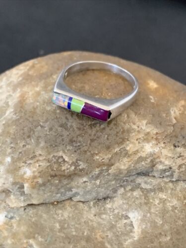 Navajo Blue Turquoise Purple Sugilite Opal Inlay Ring | Sz 7 | Authentic Native American Handmade | 11150
