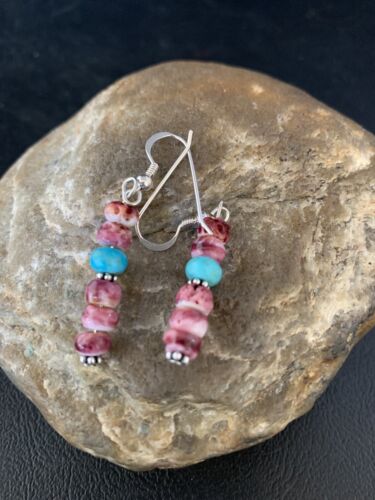 Native American Navajo Purple Spiny Oyster Bead Earrings | Sterling Silver | 13674