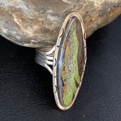 Navajo Green Gaspeite Ring | Sterling Silver | Sz 11 | Authentic Native American Handmade | 13859