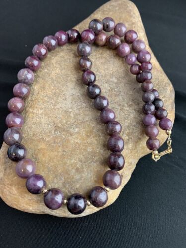 Native American Handmade Gold Filled Ruby Bead Necklace | Natural | 20" | 00186