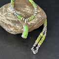 Navajo Green Turquoise Pendant Necklace | Sterling Silver | 22" | Authentic Native American Handmade | 14614