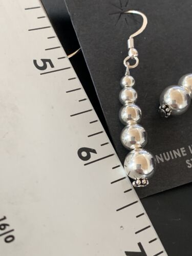 Southwestern Trending Sterling Silver Navajo Pearls Dangle Earrings | Authentic Native American Handmade | 13039
