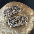 Authentic Native American Navajo Sterling Silver Watch Tips | Vintage Old Pawn Wagon Wheel Design | 12932