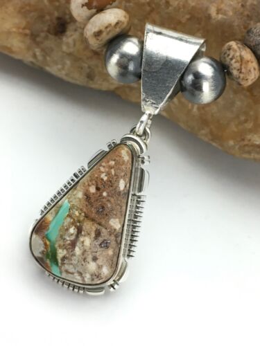 Navajo Green Turquoise Necklace | Sterling Silver | Authentic Native American Handmade | 2612