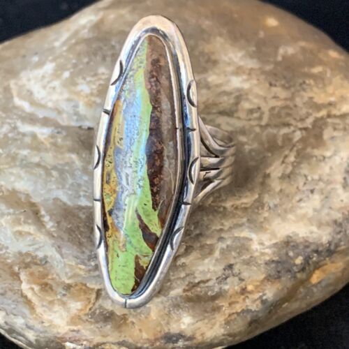 Navajo Green Gaspeite Ring | Sterling Silver | Sz 11 | Authentic Native American Handmade | 13859