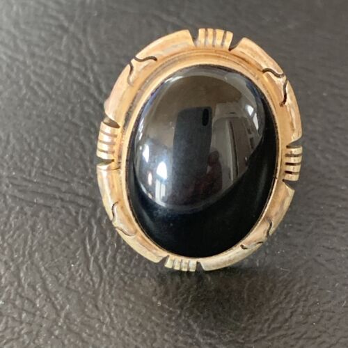 Navajo Black Onyx Ring | Sterling Silver | Sz 10 | Authentic Native American Handmade | 11953