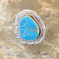 Navajo Blue Kingman Turquoise Ring | Sterling Silver | Sz 9 | Authentic Native American Handmade | 12214