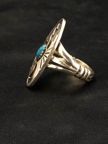 Navajo Sterling Kingman Turquoise Ring | Sz 5.75 | Old Pawn Shadow Box | 2625