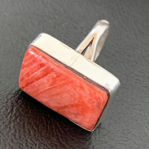 Navajo Red Spiny Oyster Ring | Sterling Silver | Sz 7 | Authentic Native American Handmade | 1837