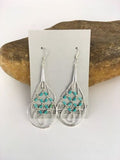 Native American Blue Turquoise Heishi Dangle Earrings | Sterling Silver | 2" | 8878