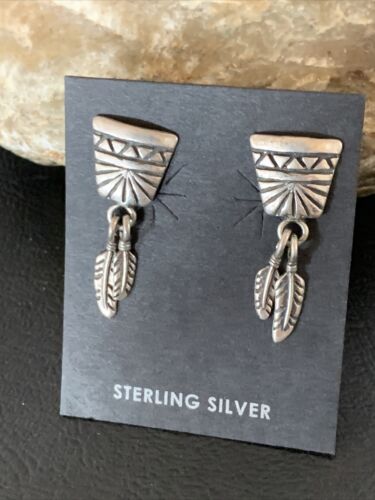Old Pawn Women's Southwestern Stud Earrings | Sterling Silver Rug Design | 1" | 13041