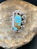 Native American Men's Sterling Silver Blue Turquoise #8 Ring | Sz 9.5 | 02169