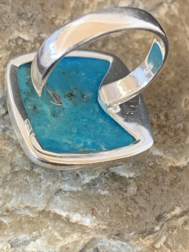 Men's Navajo Blue Kingman Turquoise Ring | Sterling Silver | Adjustable | Sz 7.5 | 10483