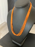 Navajo Orange Coral Heishi Necklace | 5 Strand | Stabilized Sterling | 20" | 02211