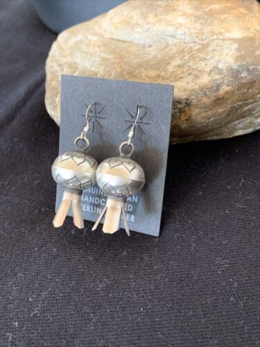 Native American Navajo Pearls Naja Earrings | Sterling Silver | 1" | 01044