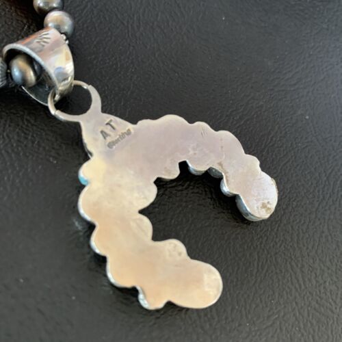 Navajo Sterling Silver Necklace | Orange Spiny Oyster Cluster Naja Pendant | 13165
