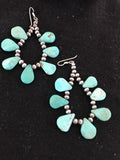Navajo Blue Cluster Turquoise Sterling Silver Earrings | Southwestern Native American